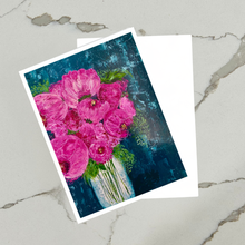 Load image into Gallery viewer, Art print of peonies on a textured gray surface