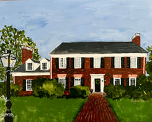 Load image into Gallery viewer, Custom house painting of a two story red brick house