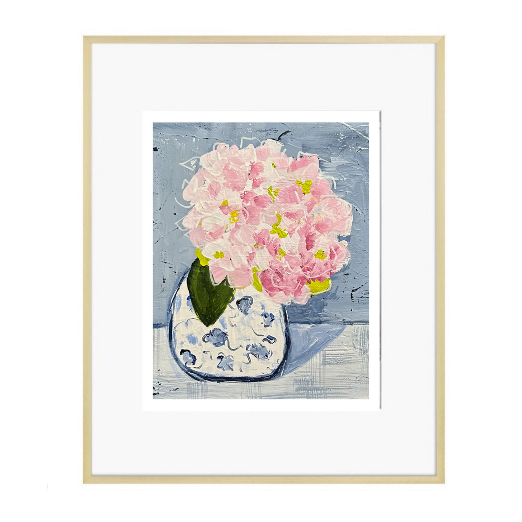 Hydrangea Print (White Chinoiserie Vase)