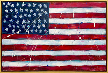 Load image into Gallery viewer, Abstract painting of an American flag with red, white, and blue colors.