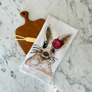 Tea Towel- Peony Bunny