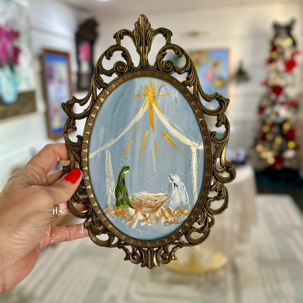 Viintage Framed Nativity