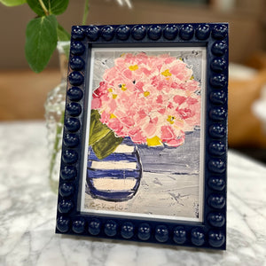 Bobbin Framed Hydrangea Print (Striped Vase)