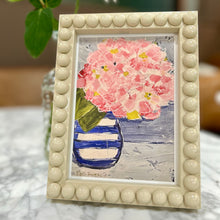 Load image into Gallery viewer, Bobbin Framed Hydrangea Print (Striped Vase)