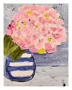 Hydrangea Print (Striped Vase)