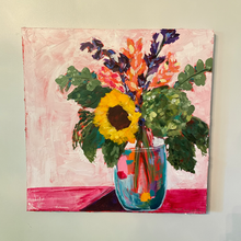 Load image into Gallery viewer, 24&quot;x24&quot; acrylic on canvas flowers in vase painting . Emily Kurth artist