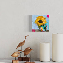 Load image into Gallery viewer, 8x8&quot; acrylic painting, sunflower in vase by artist Emily Kurth 